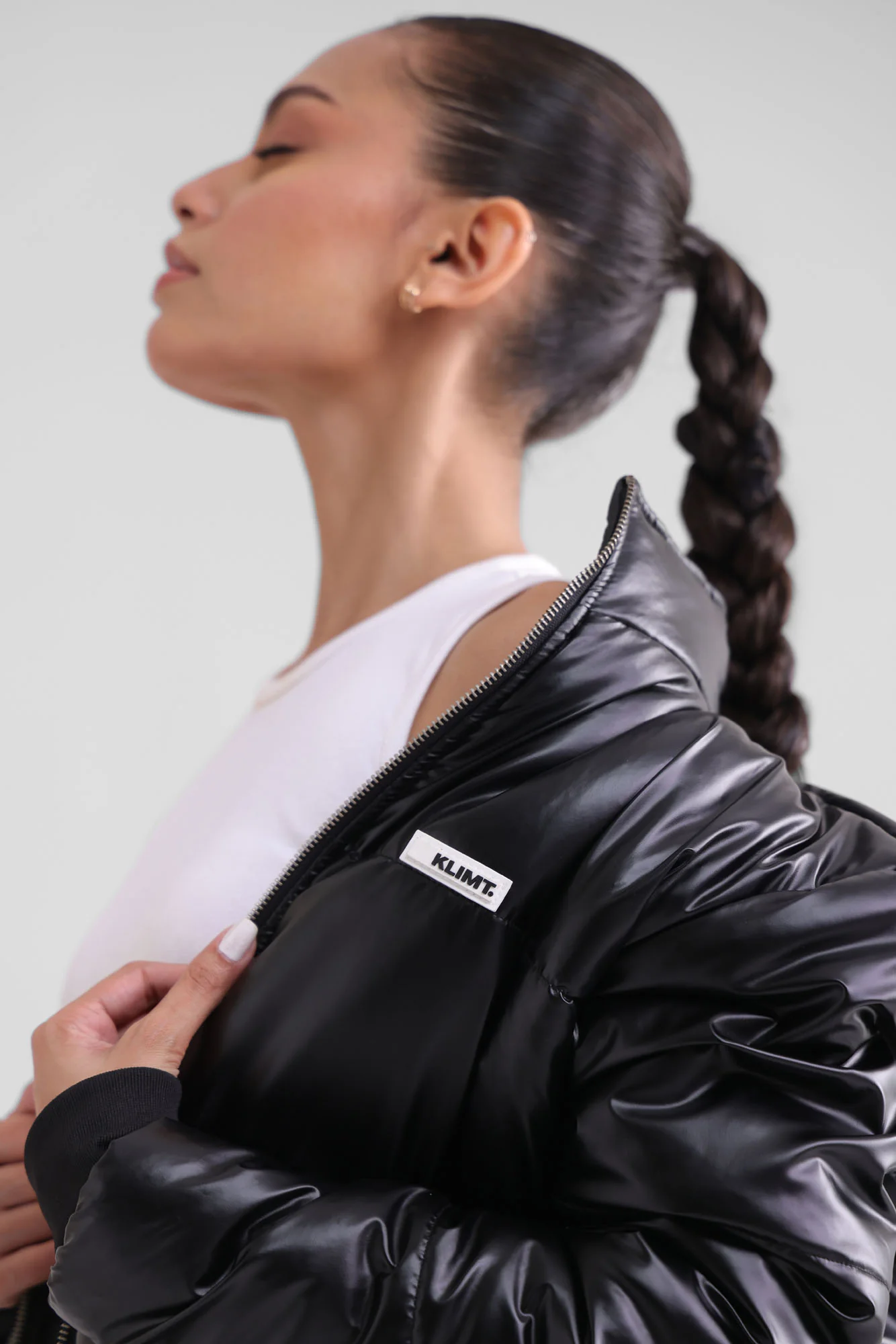 Black Metallic Puffer Jacket - Image 3