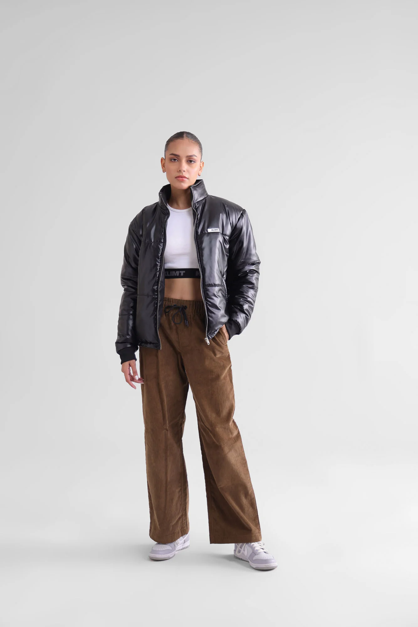 Black Metallic Puffer Jacket - Image 4