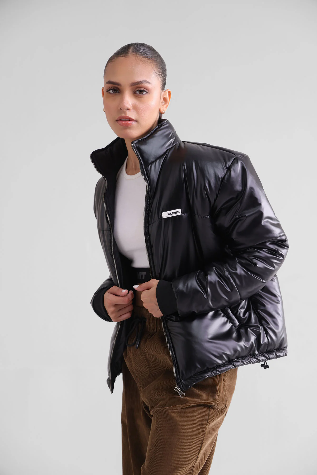 Black Metallic Puffer Jacket - Image 5