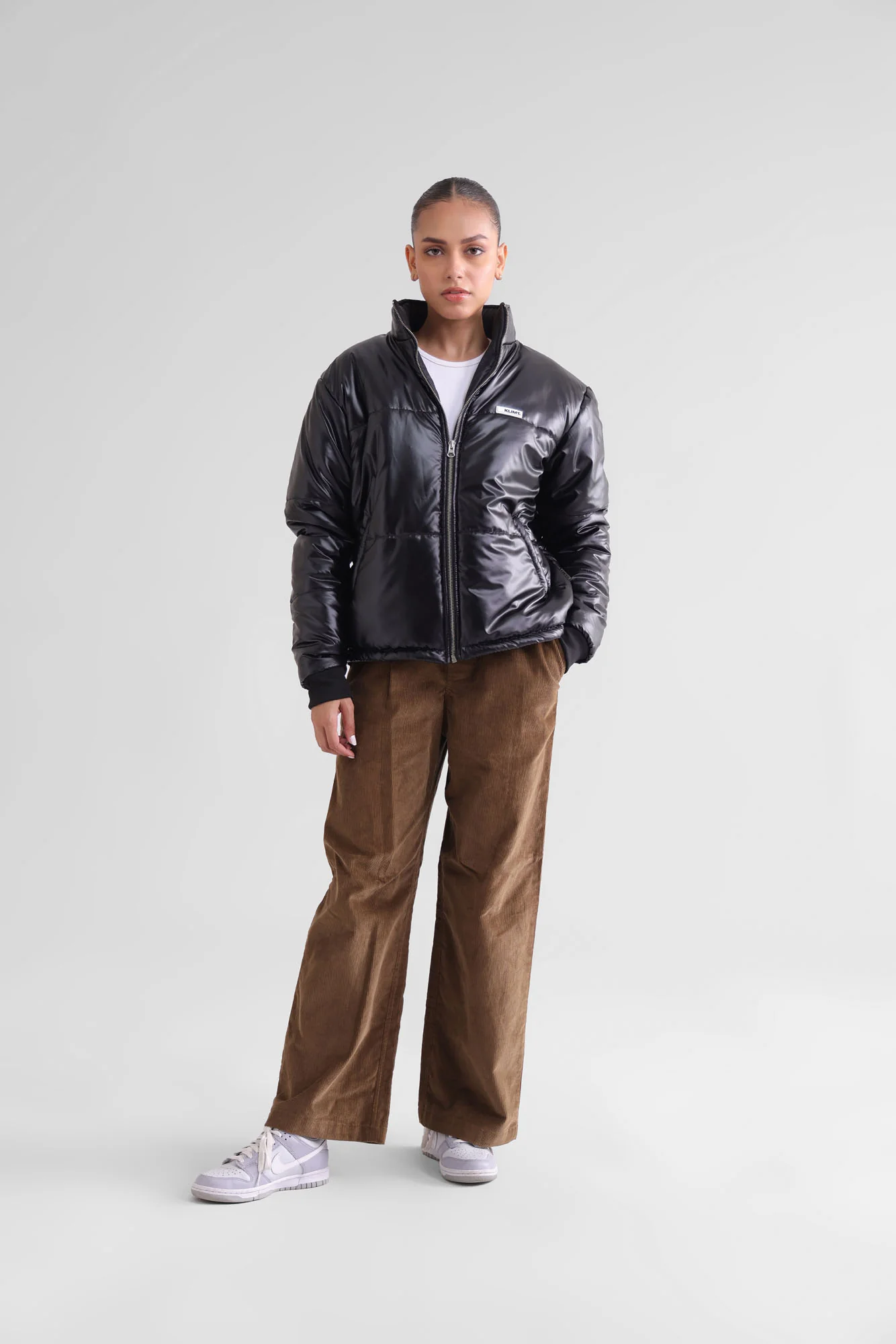 Black Metallic Puffer Jacket - Image 6