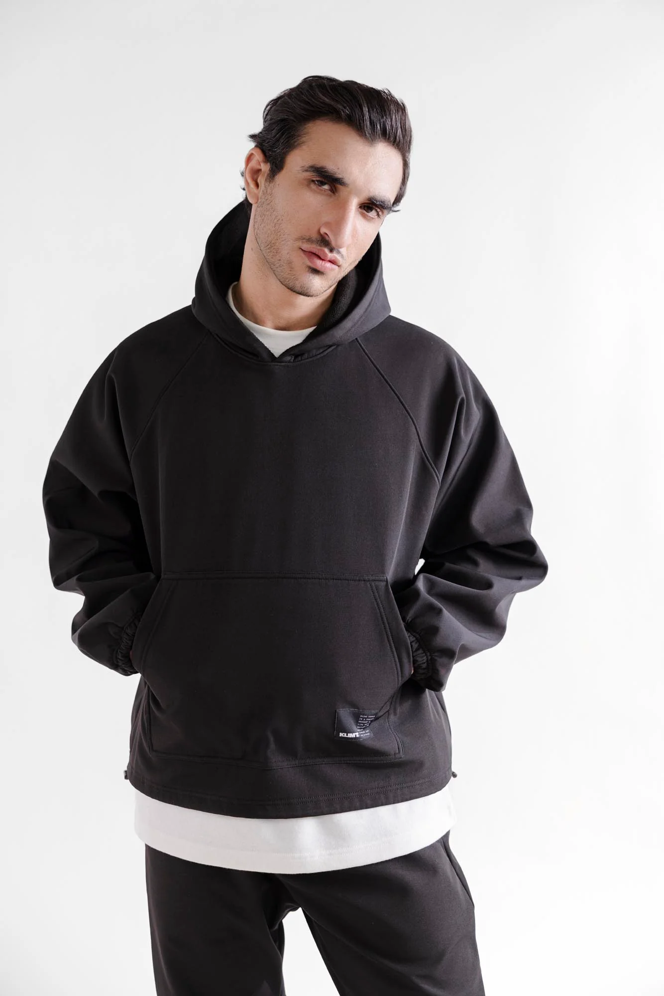 Water Repellent Tech Fleece Hoodie - Black - Image 3